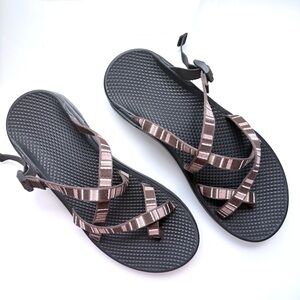 CHACO Zong X EcoTread Slide On Sandal in Brown and Pink Stripe size 9